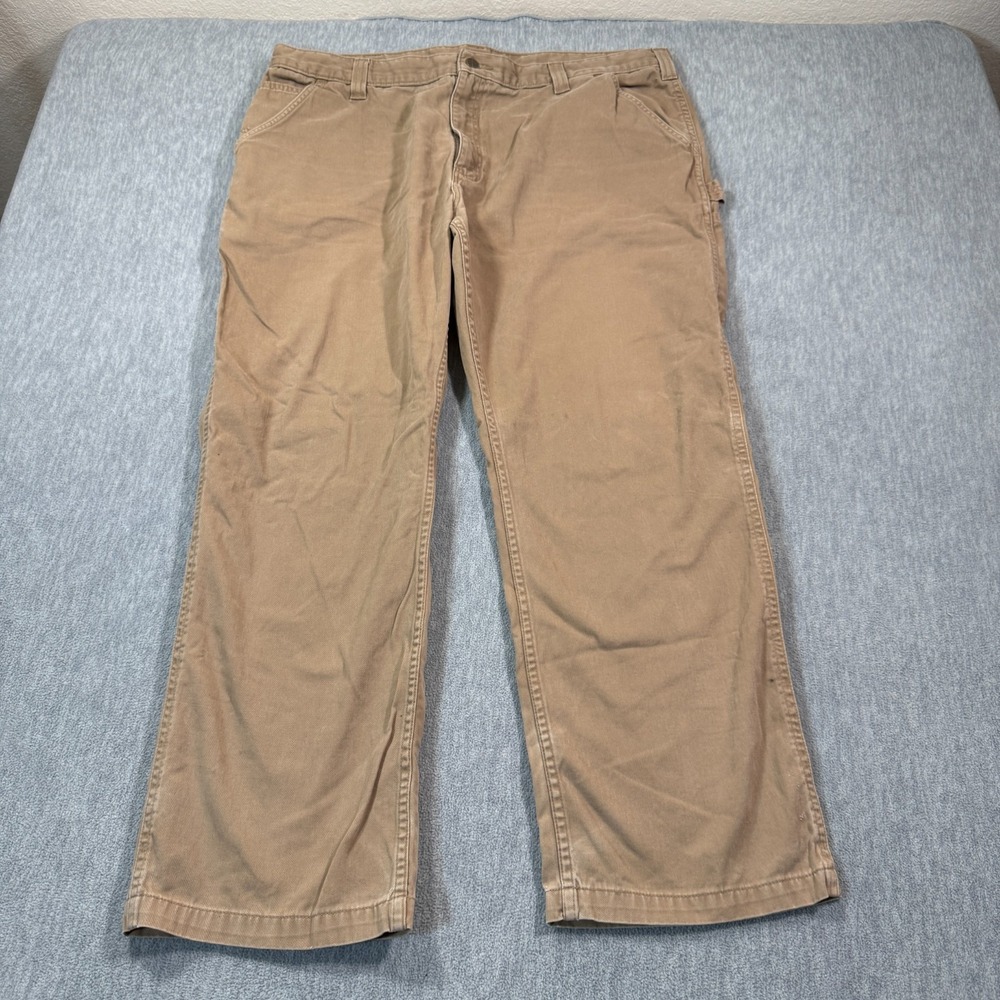 Carhartt Carpenter Pants Mens 42x29 Tan Brown Canvas Utility Workwear Dungaree